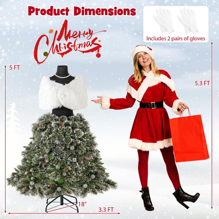 Goplus 5 FT Pre-lit Dress Form Christmas Tree  with 465 Branch Tips & 50 LED Light Balls