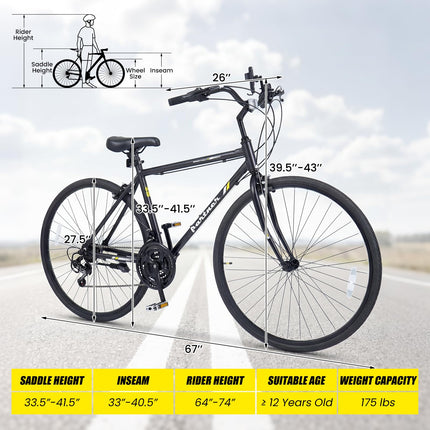Goplus Hybrid Bike 18-Speed 700C Urban Commuter Bicycle with Shimano Drivetrain