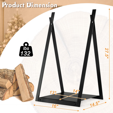Goplus 16" Triangle Firewood Rack, Outdoor Small Decorative Firewood Holder with Raised Base - GoplusUS