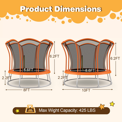 Goplus 8FT/ 10FT Outdoor Trampoline, ASTM Approved Trampoline with Unique Flower Shape