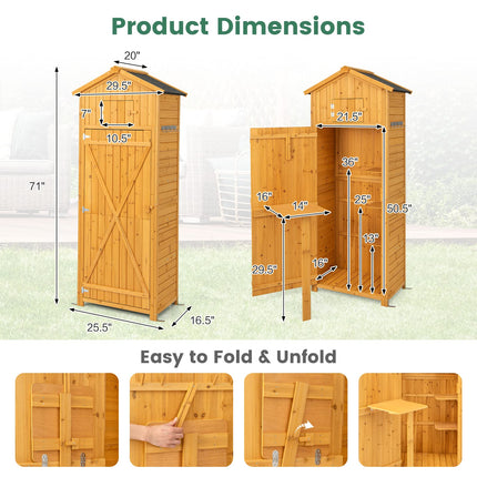 Goplus Outdoor Storage Shed, Wooden Garden Storage Cabinet with Lockable Doors
