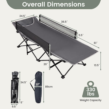 Goplus Foldable Kids Camping Cot | Portable Trave Cot Bed with Guardrail for Outdoor Indoo
