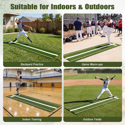 Goplus 10 x 3 FT Baseball Training Aid with Pitching Mound for Indoor Outdoor Practice