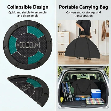 Goplus 48 Inch Foldable Poker Table Top for 6 Players With Carrying Bag