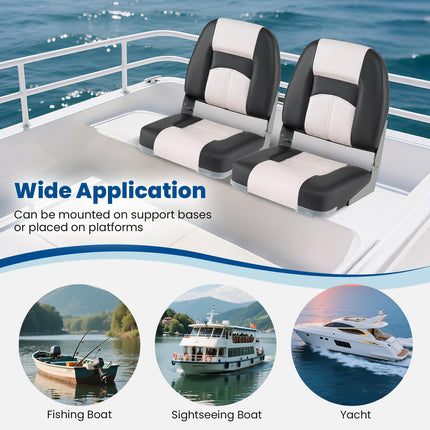 Goplus 2 Packs Folding Boat Seat with Stainless Steel Screws & Aluminum Hinges