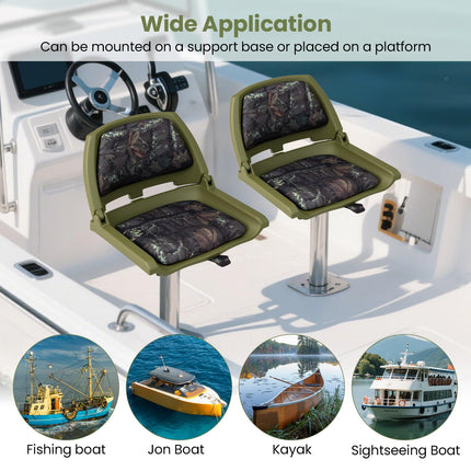 Goplus Molded Low Back Fishing Boat Chairs Marine-Grade PVC Cushion Pad