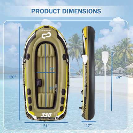 Goplus Inflatable Boat 3/4 Person Heavy-Duty Fishing Raft Set