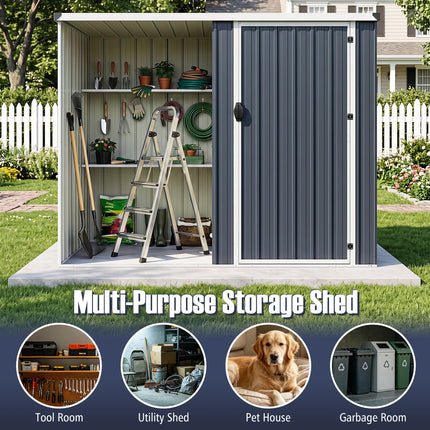 Goplus 7.6 x 4 FT Outdoor Metal Storage Shed w/Lockable Single Door