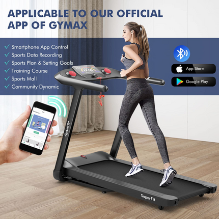 Goplus 4.75HP Folding Treadmill with 15% Auto Incline, Electric Superfit Treadmill w/Voice and APP Control - GoplusUS