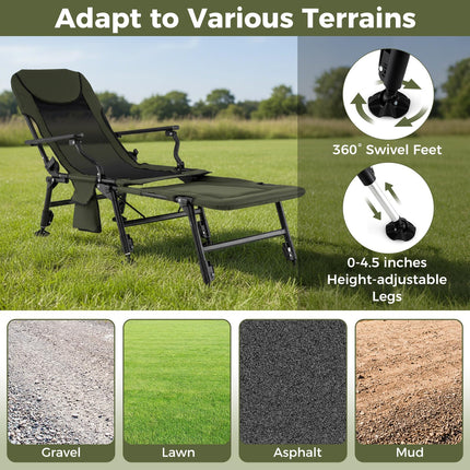 Goplus Oversized Foldable Fishing Chair with Detachable Footrest for Adults