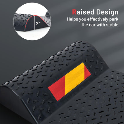 Goplus Garage Car Parking Mat, 2 Pack Heavy Duty Wheel Stopper w/ 2 Mounting Method, Non-Slip Surface