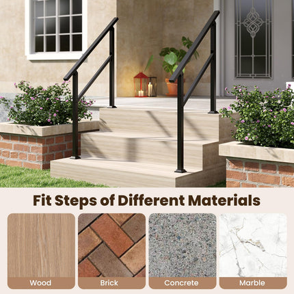 Goplus 330 LBS Staircase Safety Railing Fits 0-3 Steps for Deck Porch Entryway