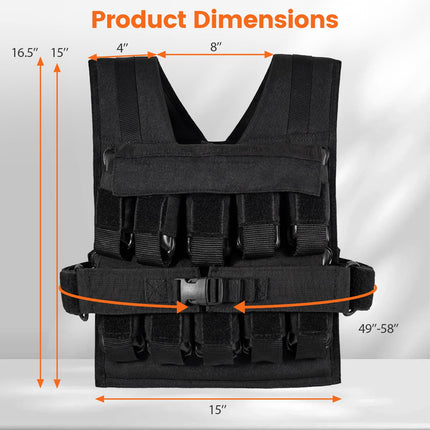 Goplus 44lbs Adjustable Weighted Vest for Men Women with 20 Removable Metal-Sand Weights