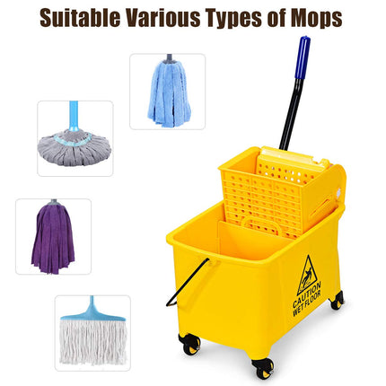 GOPLUS Commercial Mop Bucket with Wringer, Household Portable Mop Bucket, Ideal for Household and Public Places Floor - GoplusUS