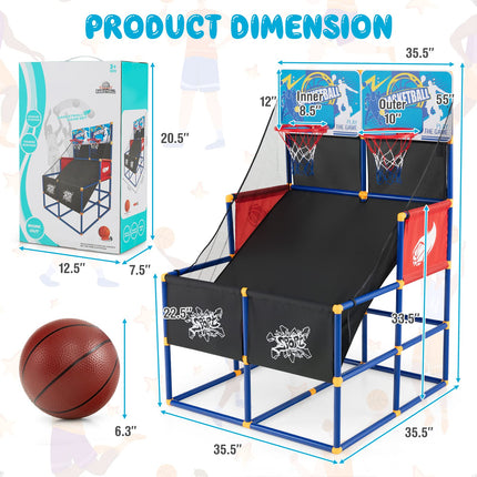 Goplus Kids Basketball Arcade Game, Dual Shot Basketball Game for 2 Players with 4 Balls & Inflation Pump - GoplusUS