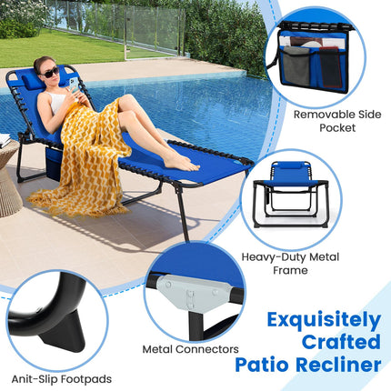 Goplus Extra Large Folding 5-Postion Beach Bed with Detachable Pillow