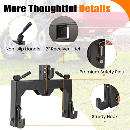Goplus 3-Point Quick Hitch 3000 LBS Towing Force w/5 Level Adjustable Bolt