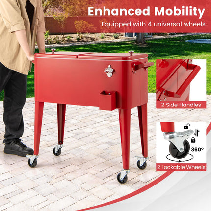 Goplus 80-Quart Outdoor Cooler Cart with Wheels for Patio Backyard