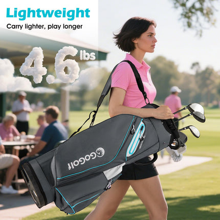 Goplus Lightweight Portable Golf Bag with 14-Way Divider Top 6 Zippered Pockets