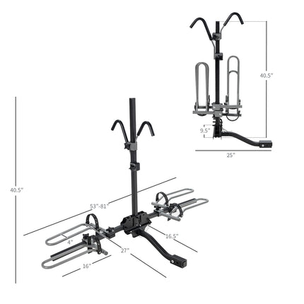 Goplus Hitch Mount Bike Rack, Folding 2-Bike Platform Style Carrier for MTB - GoplusUS