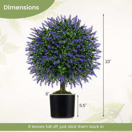 Goplus 22'' Artificial Wisteria Topiary Ball Tree Potted Plants Artificial Shrubs Set of 2