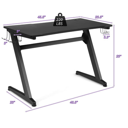 Goplus 45.5 Gaming Desk, Z Shaped Racing Game Table with Carbon Fiber Surface, Mouse Mat - GoplusUS