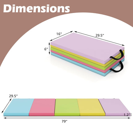 Goplus Gymnastics Mat, 6.6'x2.5' 5-Panel Folding Tumbling Mat w/Carrying Handles