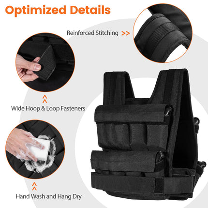 Goplus Adjustable Weighted Vest with 20 Removable Metal-Sand Weights (44LBS w/49”-62” Waist Size)