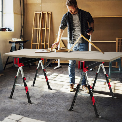 Goplus 2 Pack Folding Saw Horses, Heavy Duty Steel Sawhorse w/24闂傚倸鍊搁崐宄懊归崶顒�纾婚柟鐗堟緲绾惧潡鏌曢崼婵囧闁哄棙绮撻弻銊╂偄閸濆嫅銏ゆ煛閸曗晛鍔﹂柡?32.5闂傚倸鍊搁崐宄懊归崶顒�纾婚柟鐗堟緲绾惧潡鏌曢崼婵囧闁哄棙绮撻弻銊╂偄閸濆嫅銏ゆ煛閸曗晛鍔﹂柡?Adjustable Height, 2x4 Supporting Arms - GoplusUS