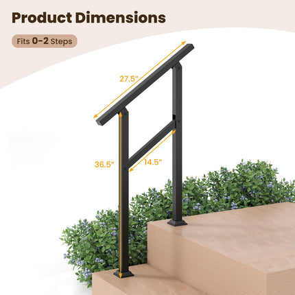 Goplus Handrail for Outdoor Steps Metal Hand Rail Fits 0-2 Steps