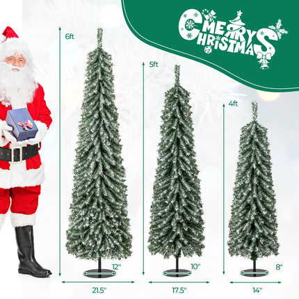 Goplus 4' 5' 6' Pre-Lit Artificial Christmas Tree Set of 3 for Seasonal Office Home Decor