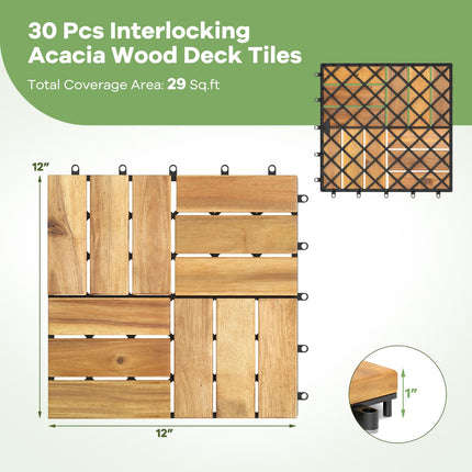 12" x 12" Snap-Lock Outdoor Interlocking Flooring Tiles 30 Pcs