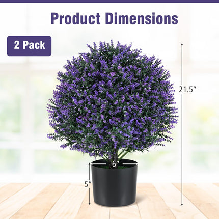 Goplus 21.5’’ Artificial Lavender Topiary Ball Tree Set of 2