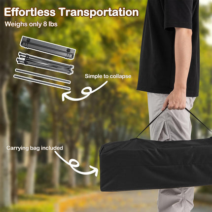 Goplus Outdoor Portable Aluminum Roll Up Table with Snap-Together Design & Carrying Bag