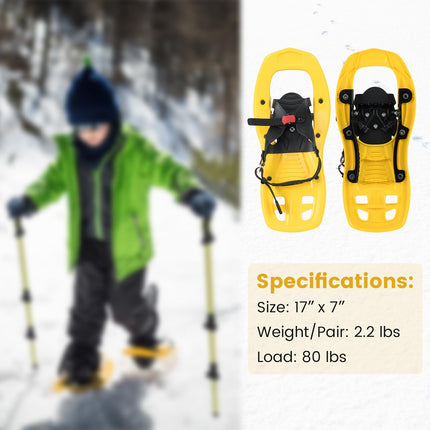 Goplus 17" Kids Snowshoes with Telescoping Trekking Poles & Carrying Bag