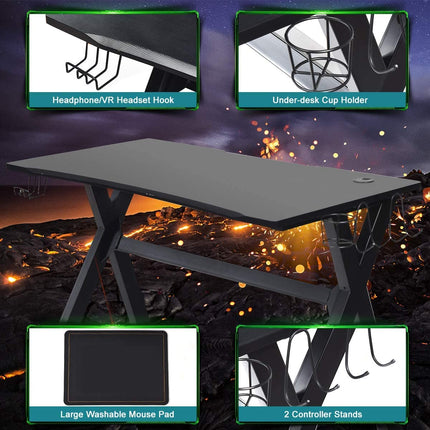 Goplus Gaming Desk & Chair Combo Set, Racing Style X Shaped E-Sport Gamer Desk & PVC Computer Chair - GoplusUS