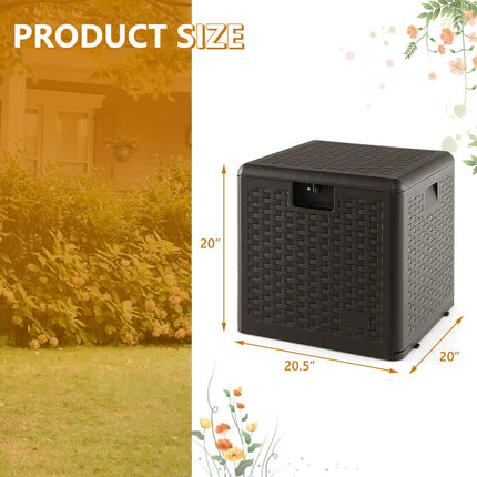 Goplus Outdoor Storage Box, 31 73 100 Gallon Waterproof Resin Patio Storage Box with Lockable Lid, Side Handle for Pillows, Cushions