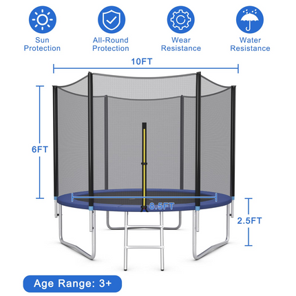 Goplus Trampoline 8FT 10FT 12FT 14FT 15FT 16FT, ASTM Approved Outdoor Recreational Trampolines W/Enclosure Net - GoplusUS
