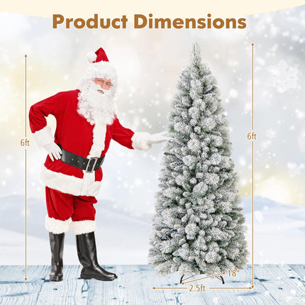 Goplus 6FT /7FT Flocked Christmas Tree Artificial Pop-Up Xmas Tree