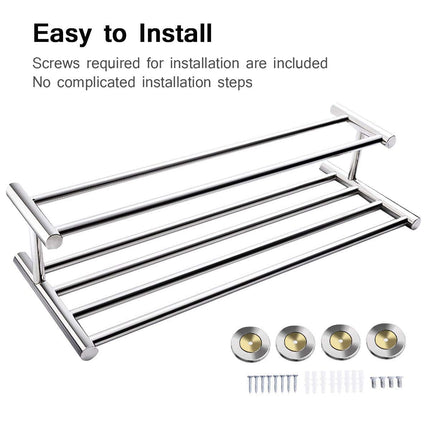 Goplus 24'' Towel Rack, Stainless Steel Metal Bathroom Towel Bar - GoplusUS