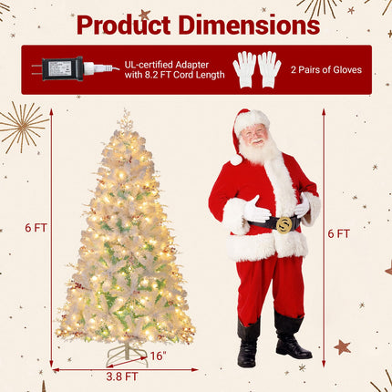Goplus 6FT / 7FT Pre-Lit Artificial Christmas Tree with White Twig