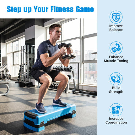 Goplus 35.5" Aerobic Step Platform w/4 Risers | 3-Level Adjustable Exercise Stepper