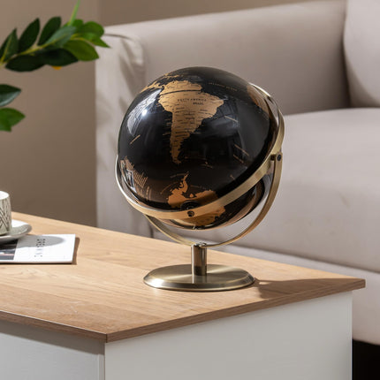 Goplus 9-Inch Metallic Black World Globe | 720° Rotating Earth Globe