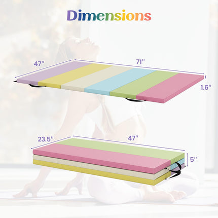 Goplus 6'x4' 3-Panel Folding Gymnastics Mat for Home Gym Aerobics Yoga