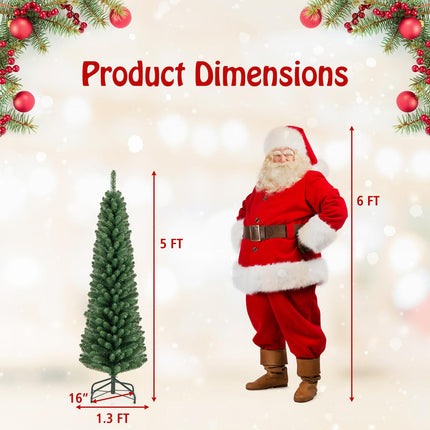 Goplus 5ft / 6ft / 7ft / 8ft Slim Pencil Christmas Tree with Quick Shape Technology