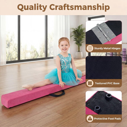 Goplus 7 FT Gymnastics Balance Beam Foldable Non-Slip Foam Floor Beam