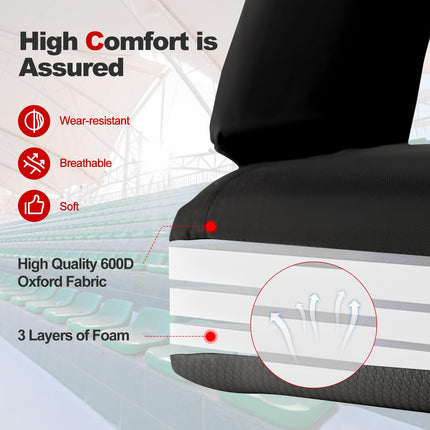 Goplus Stadium Seating for Bleachers, Folding Bleacher Chair with Back Support, 6 Reclining Positions