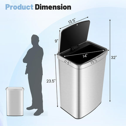 Goplus 13 Gallon/ 50 Liter Automatic Trash Can Rectangular Motion Sensor Waste Trash Bin