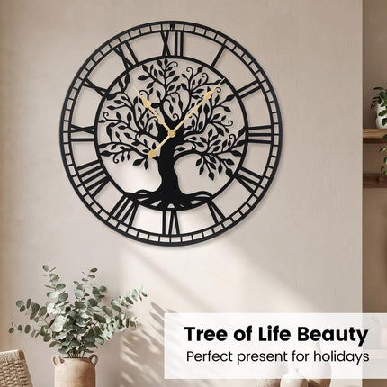 Goplus 27" Tree of Life Big Metal Wall Clock for Living Room Bedroom Kitchen