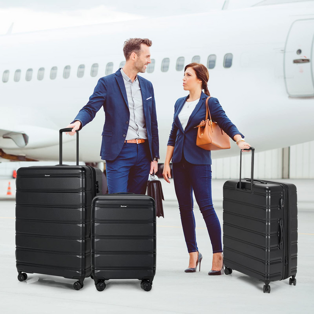 Goplus 3 Piece Luggage Set, Expandable Spinner Suitcase - GoplusUS